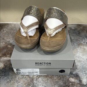 Kenneth Cole Reaction Gold Sandals with Glittery Straps